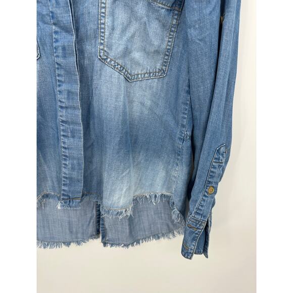 Cloth & Stone Blue Chambray Denim Button Down Shirt Women's Size X-Small XS - Picture 3 of 9